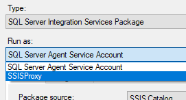Selecting the proxy account within SQL Agent step
